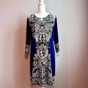 NWT JM Collection Navy Blue Pull Over Dress, 3/4 length sleeves